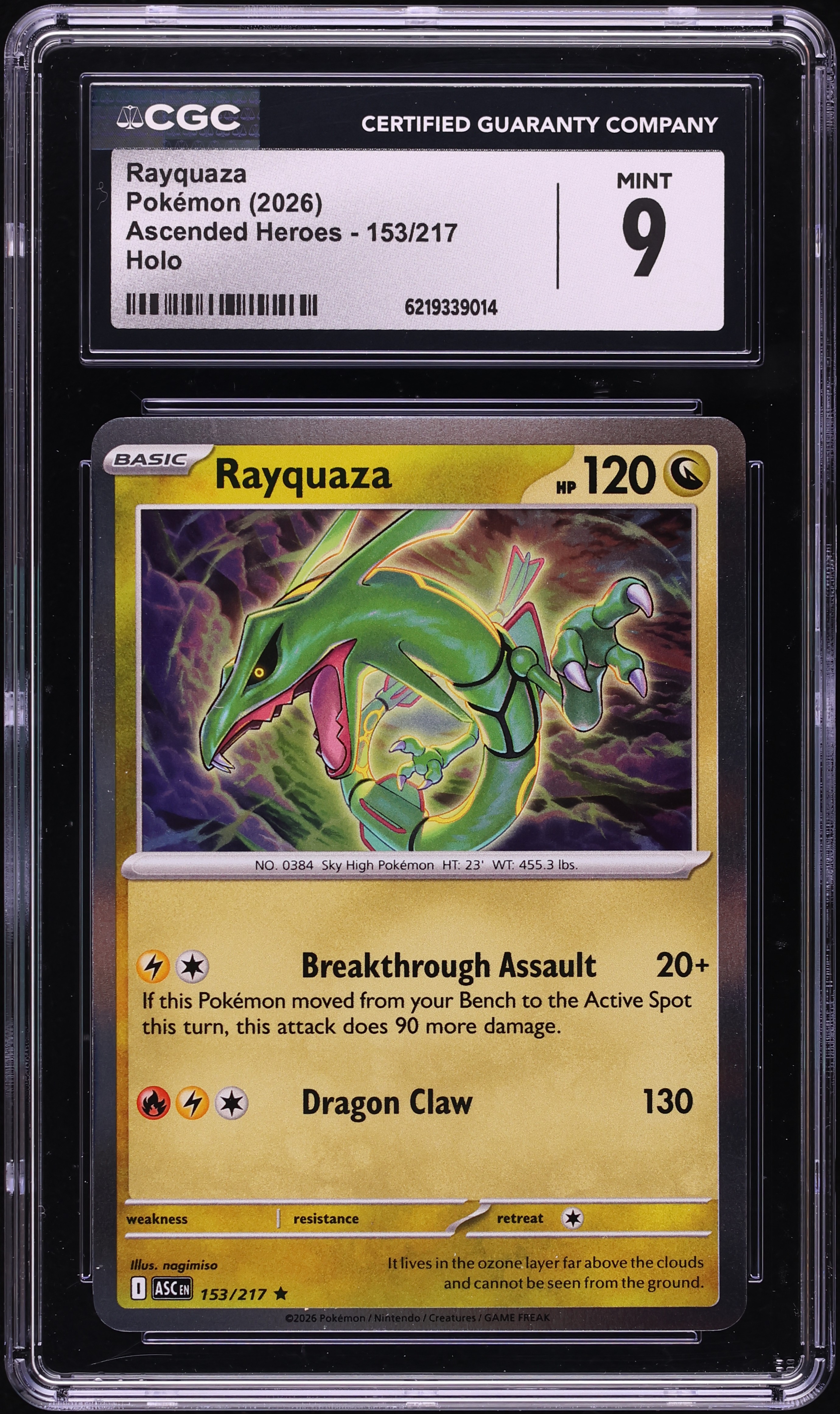 2026 Pokemon Mega Evolution Ascended Heroes Holo Rayquaza #153 CGC 9 MINT