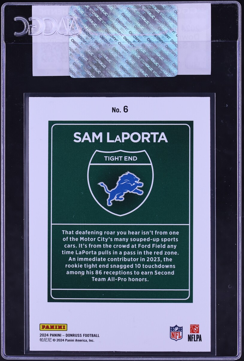 2024 Donruss Downtown Sam LaPorta #6 CGC AUTH