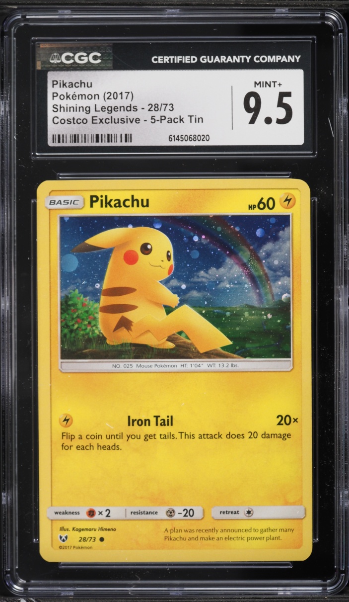 2017 Pokemon Sun & Moon Shining Legends Costco Exclusive Holo Pikachu #28 CGC 9.5 MINT+