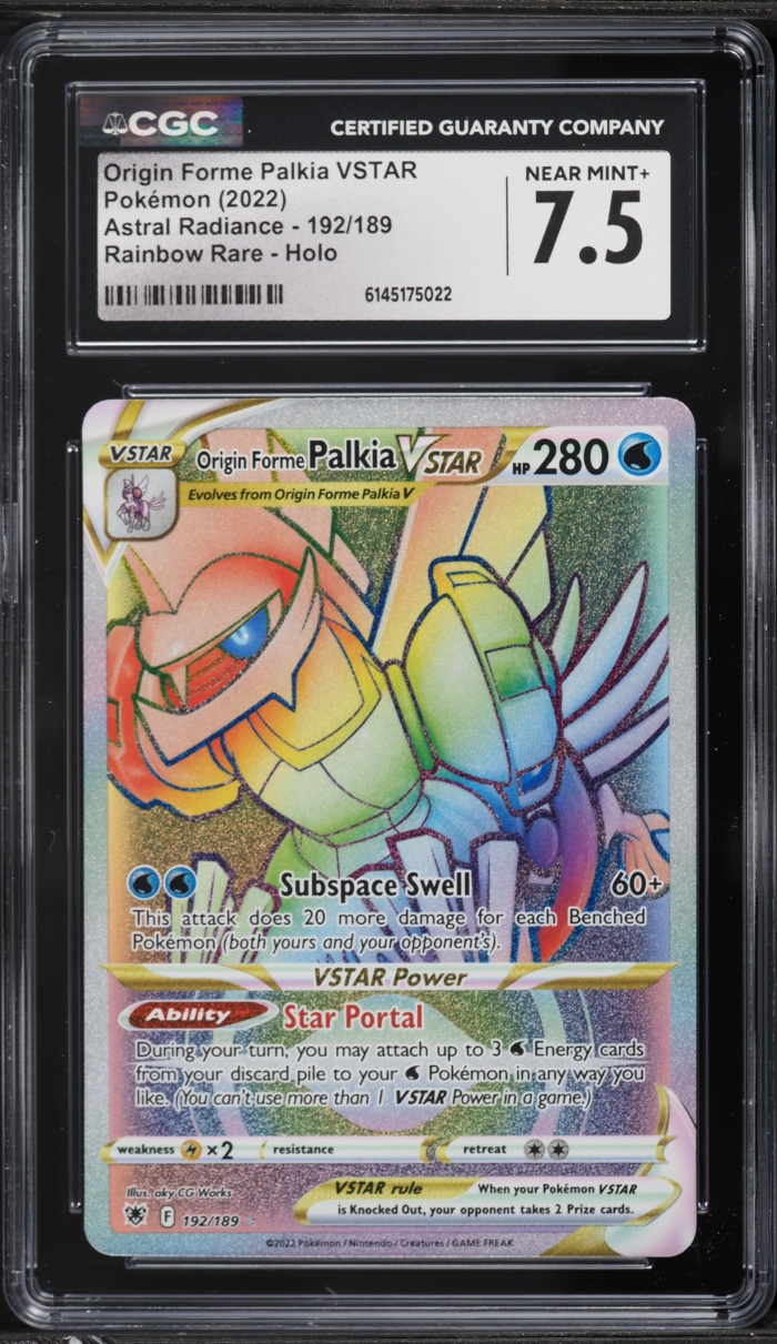 2022 Pokemon SWSH Astral Radiance Rainbow Rare Origin Forme Palkia VSTAR #192 CGC 7.5 NRMT+