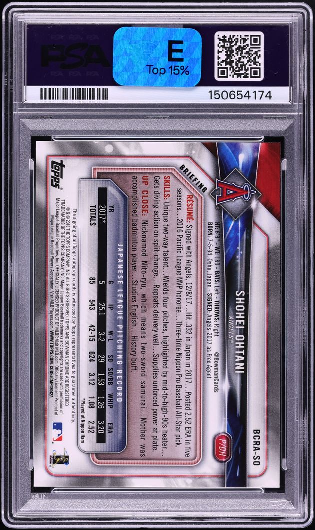 2018 Bowman Chrome Green Refractor Shohei Ohtani ROOKIE AUTO /99 #BCRASO PSA 9 MINT