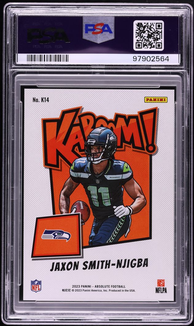 2023 Absolute Kaboom Vertical Gold Jaxon Smith-Njigba ROOKIE /10 #K14 PSA 10 GEM MINT