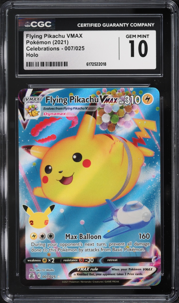 2021 Pokemon Sword & Shield Celebrations Full Art Flying Pikachu VMAX #7 CGC 10 GEM MINT