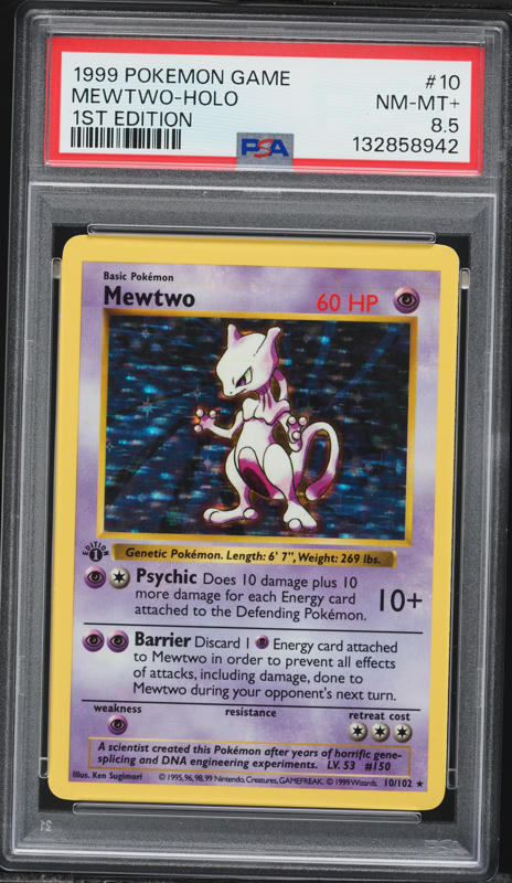 1999 Pokemon Base Set Holo Mewtwo #10 PSA 10 GEM MINT on Fanatics