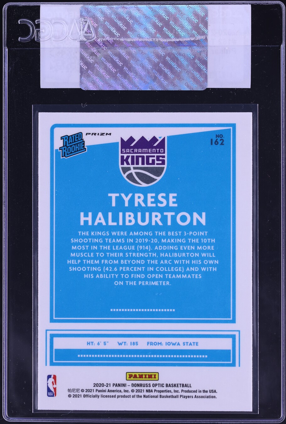 2020 Donruss Optic Pulsar Tyrese Haliburton ROOKIE #162 CGC AUTH