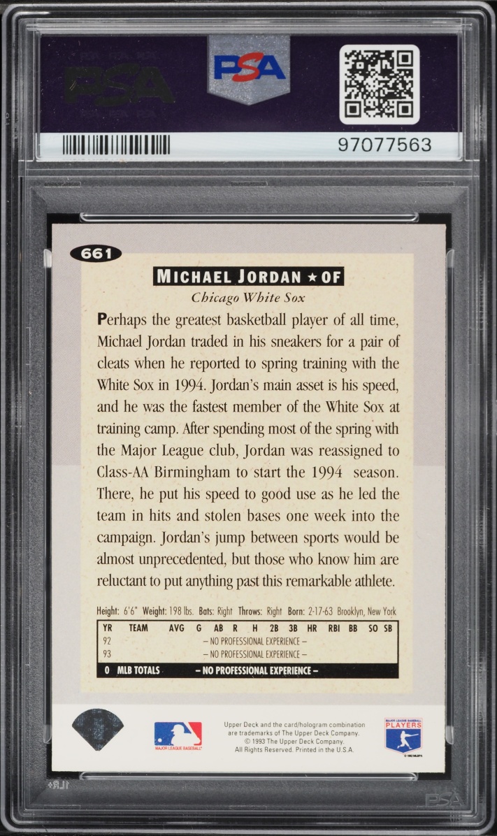 1994 Collector's Choice Michael Jordan ROOKIE #661 PSA 8 NM-MT