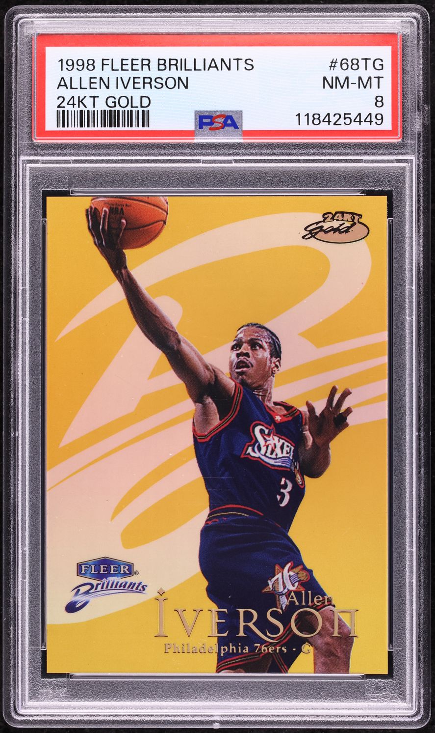 1998 Fleer Brilliants 24KT Gold Allen Iverson /24 #68TG PSA 8 NM-MT