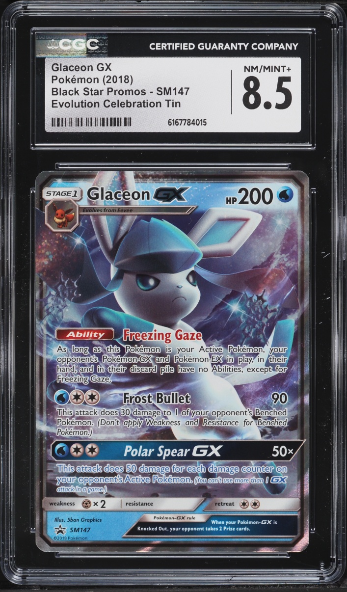 2018 Pokemon Sun & Moon Promo Evolution Celebration Holo Glaceon GX #SM147 CGC 8.5 NM-MT+