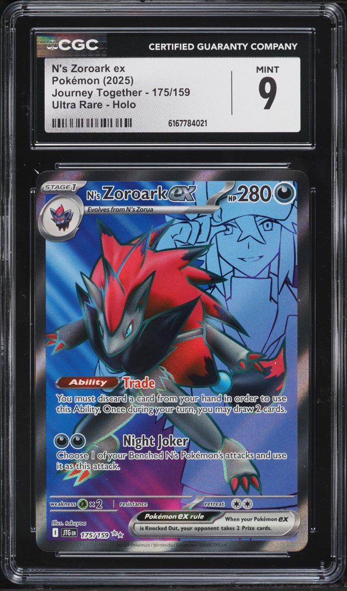 2025 Pokemon Scarlet & Violet Journey Together Full Art N's Zoroark Ex #175 CGC 9 MINT