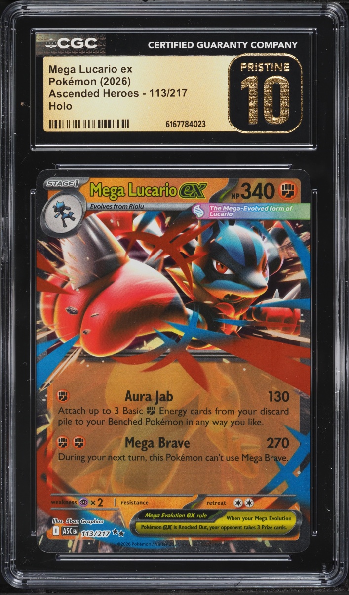 2026 Pokemon Mega Evolution Ascended Heroes Holo Mega Lucario Ex #113 CGC 10 PRISTINE