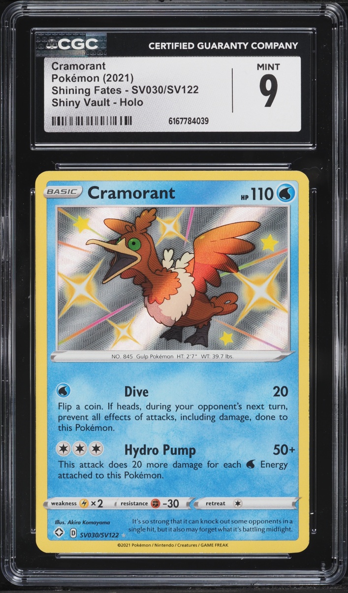 2021 Pokemon Sword & Shield Shining Fates Shiny Vault Holo Cramorant #SV030 CGC 9 MINT