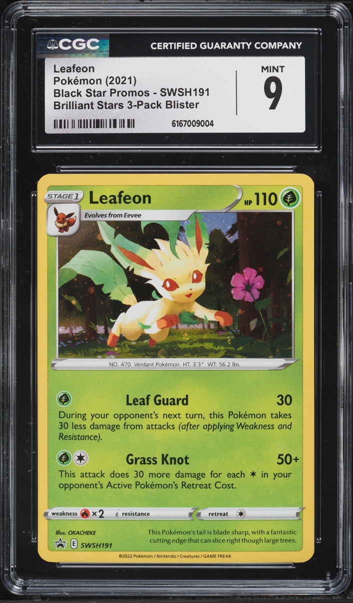2021 Pokemon Sword & Shield Promo Brilliant Stars Holo Leafeon #SWSH191 CGC 9 MINT