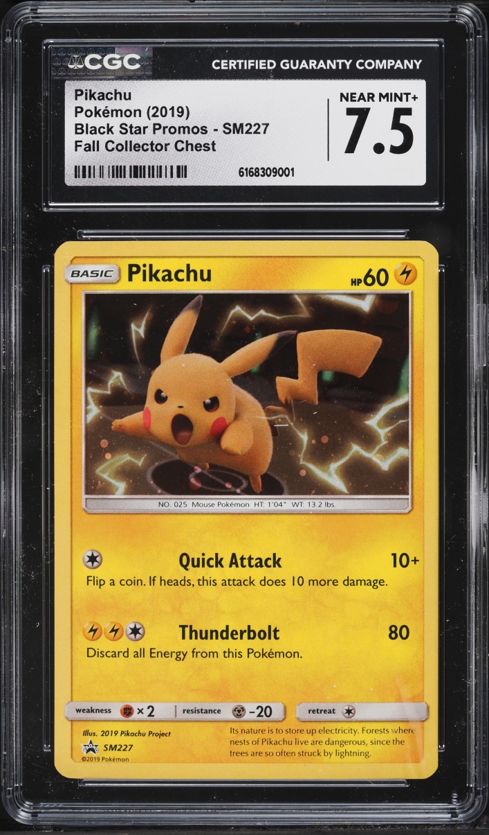2019 Pokemon Sun & Moon Black Star Promo Fall '19 Chest Holo Pikachu #SM227 CGC 7.5 NRMT+