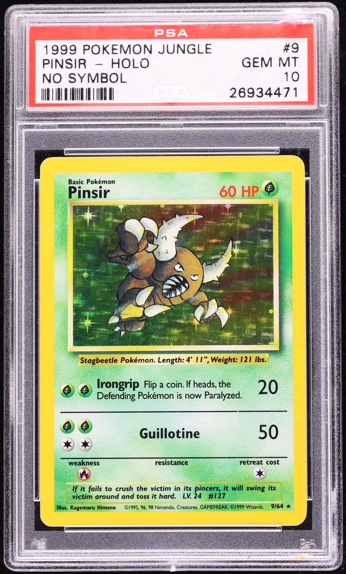 1999 Pokemon Jungle No Set Symbol Holo Pinsir #9 PSA 10 GEM MINT