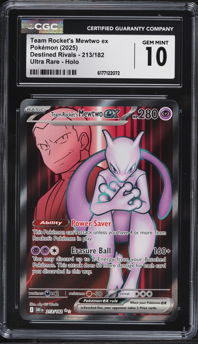 2025 Pokemon Scarlet & Violet Destined Rivals Full Art Team Rocket'S Mewtwo Ex #213 CGC 10 Gem