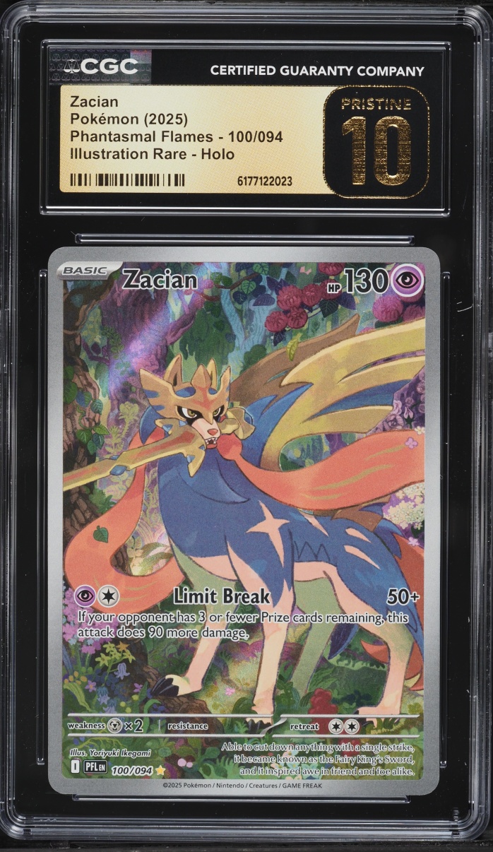 2025 Pokemon Mega Evolution Phantasmal Flames Ir Zacian #100 CGC 10 Pristine