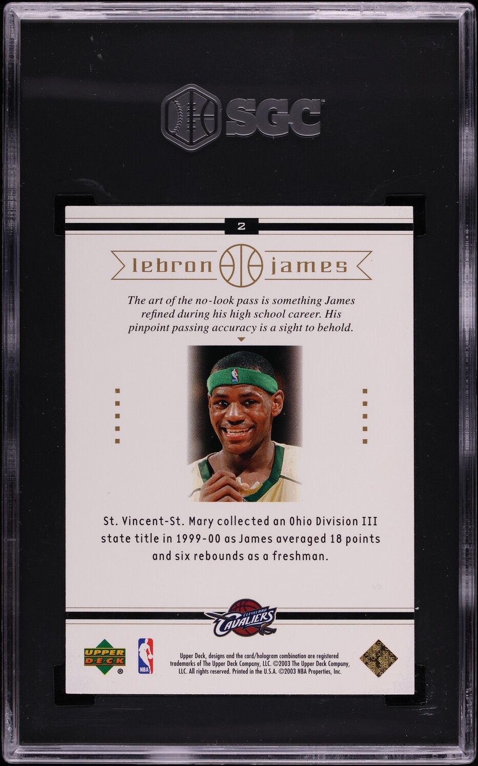2003 Upper Deck Box Set LeBron James ROOKIE #2 SGC 9.5 MINT+