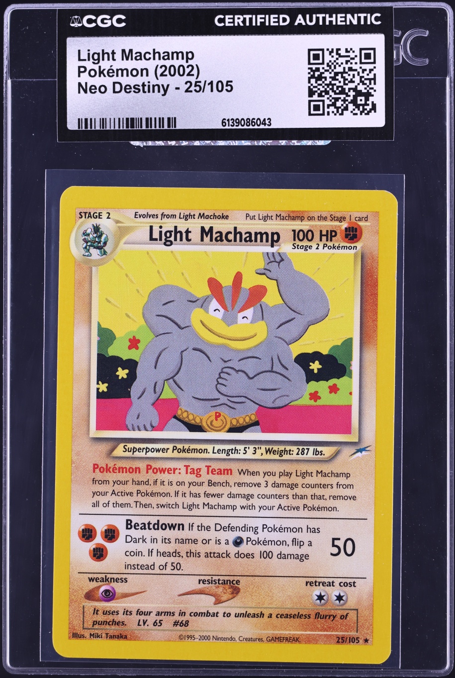 2002 Pokemon Neo Destiny Light Machamp #25 CGC AUTH