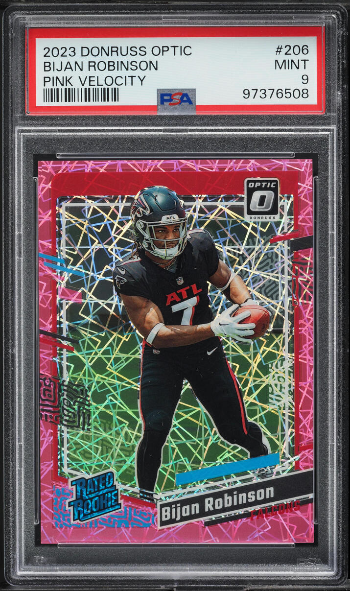 2023 Donruss Optic Pink Velocity Bijan Robinson ROOKIE /79 #206 PSA 9 MINT