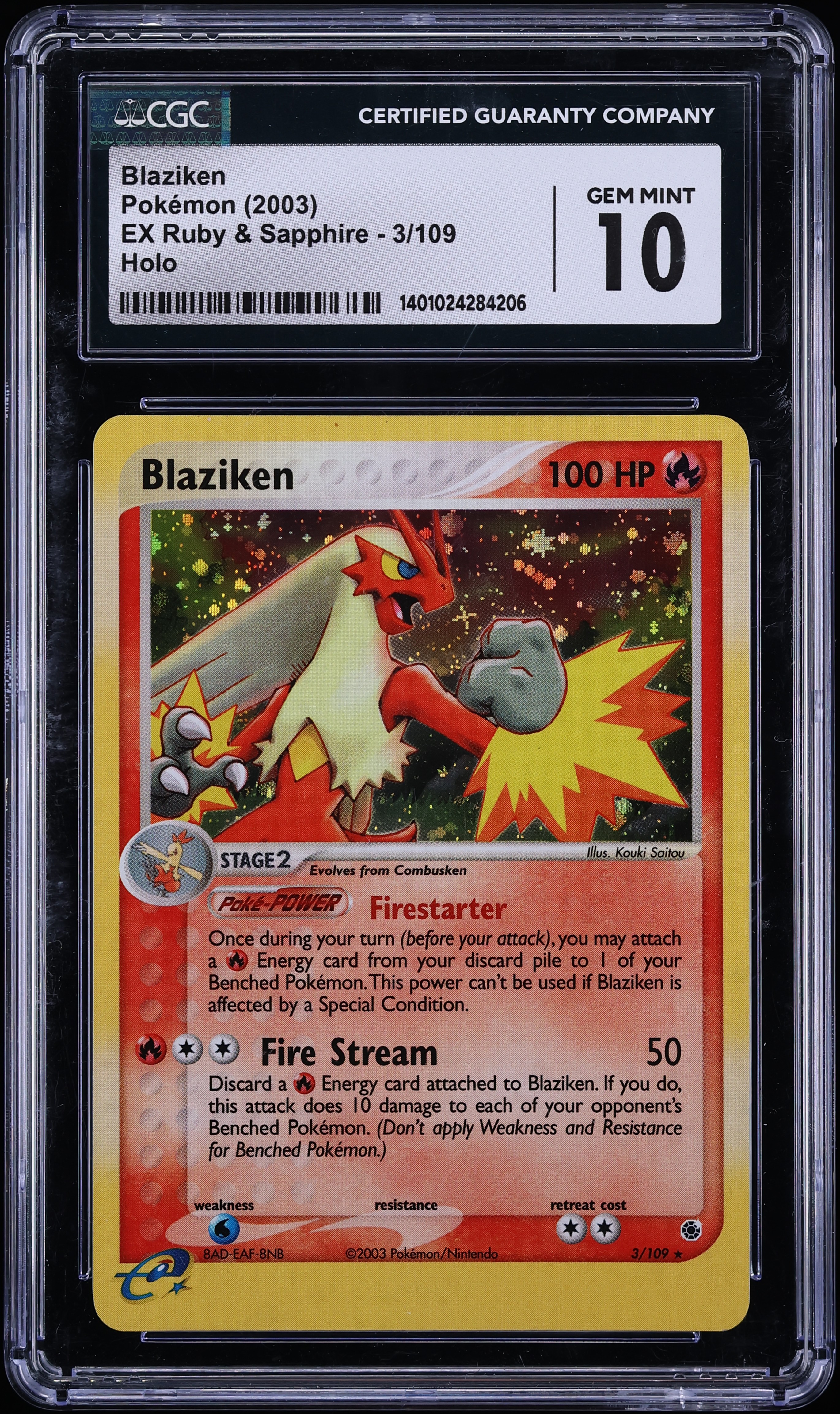 2003 Pokemon EX Ruby & Sapphire Holo Blaziken #3 CGC 10 GEM MINT