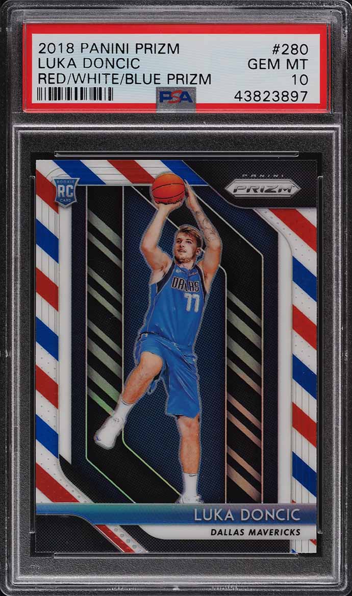 2018-19 Panini Prizm Prizms Hyper #280 Luka Doncic RC PSA 10 on