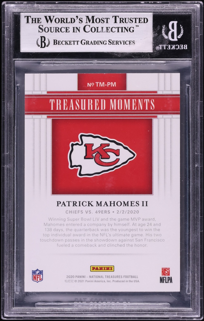 2020 National Treasures Treasured Moments Patrick Mahomes II /99 #TM-PM BGS 8.5 NM-MT+ - Photo 2