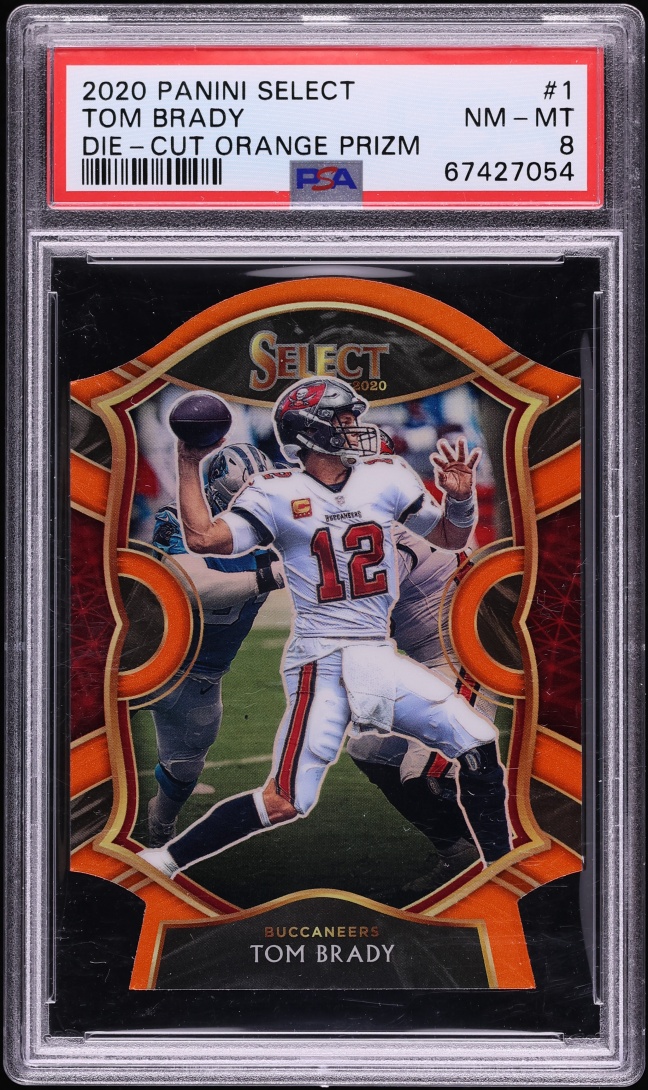 2020 Select Concourse Orange Prizm Die-Cut Tom Brady #1 PSA 8 NM-MT - Photo 1