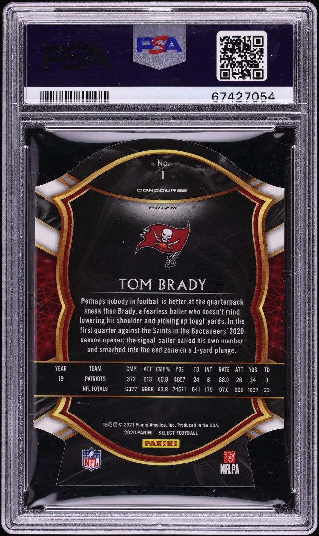 2020 Select Concourse Orange Prizm Die-Cut Tom Brady #1 PSA 8 NM-MT - Photo 2