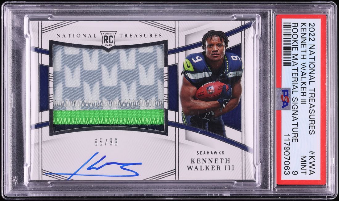 2022 National Treasures Kenneth Walker III ROOKIE PATCH AUTO /99 #RMS-KWA PSA 9 MINT - Photo 1