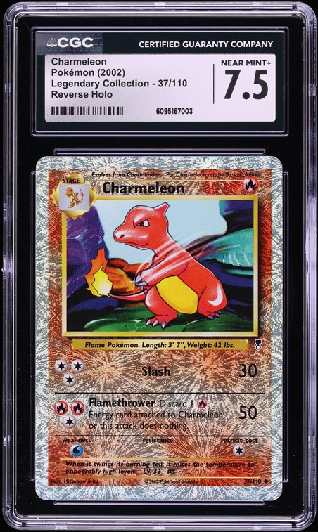 2002 Pokemon Legendary Collection Reverse Holo Charmeleon #37 CGC 7.5 NRMT+