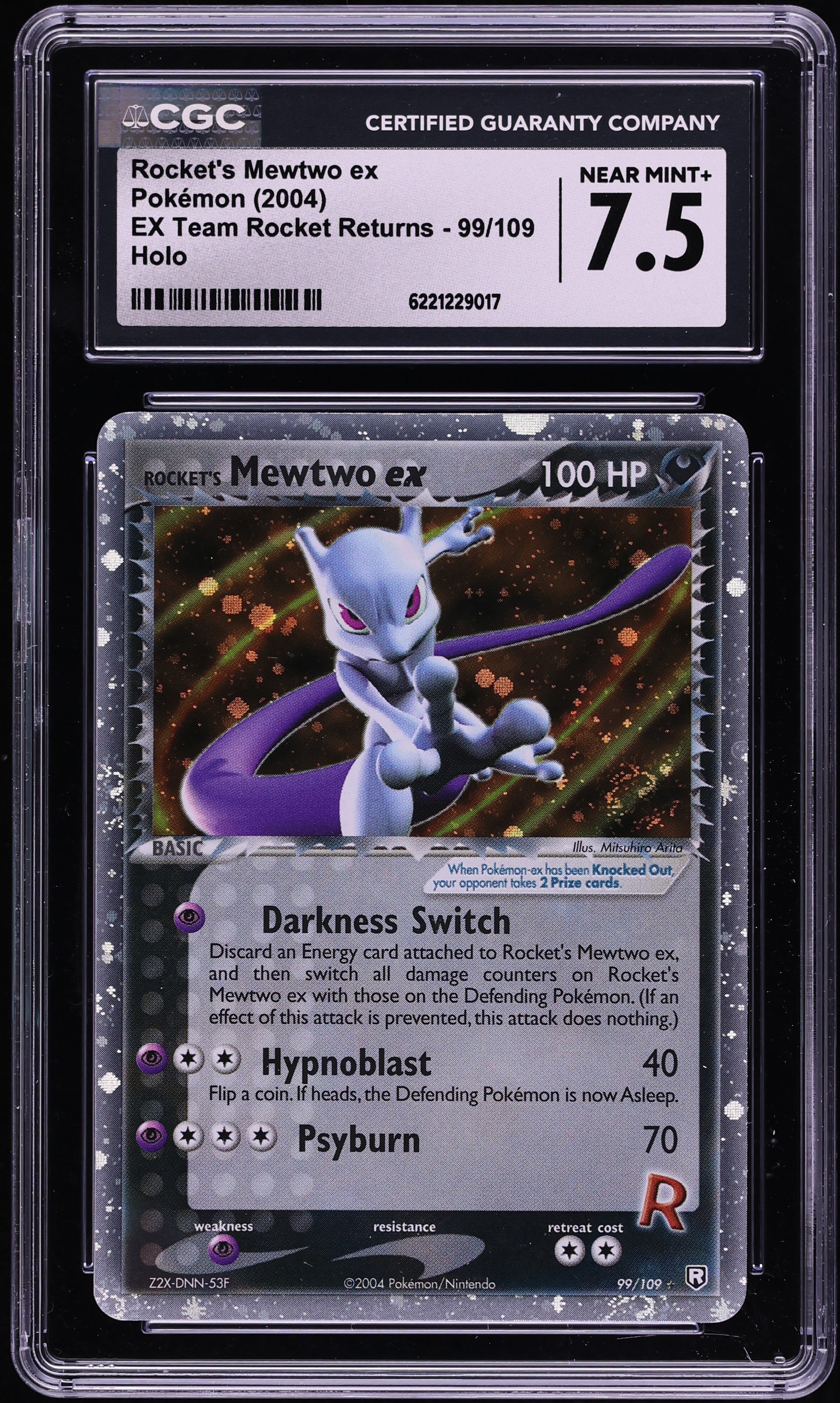 2004 Pokemon EX Team Rocket Returns Holo Rocket's Mewtwo EX #99 CGC 7.5 NRMT+
