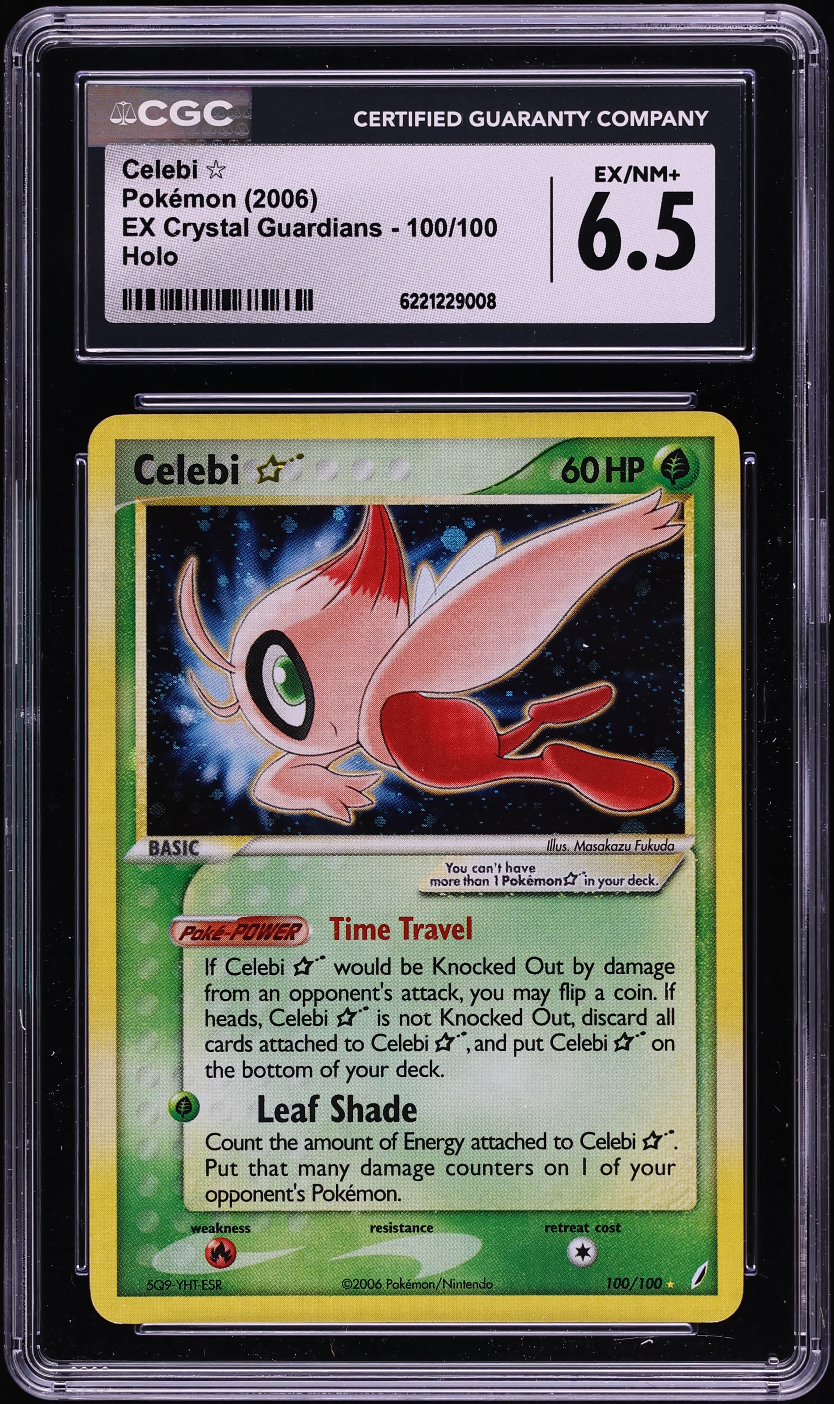 2006 Pokemon EX Crystal Guardians Holo Celebi Gold Star #100 CGC 6.5 EXMT+