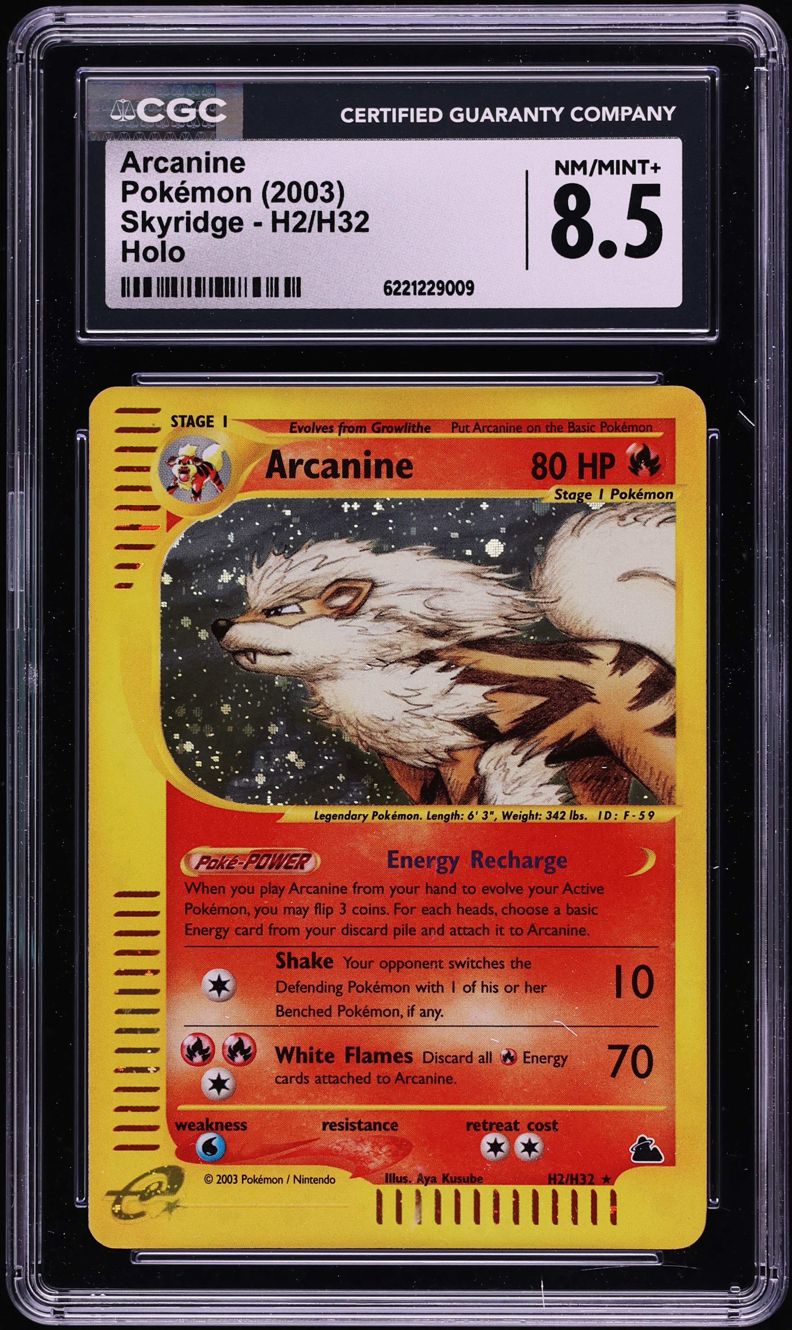 2003 Pokemon Skyridge Holo Arcanine #H2 CGC 8.5 NM-MT+