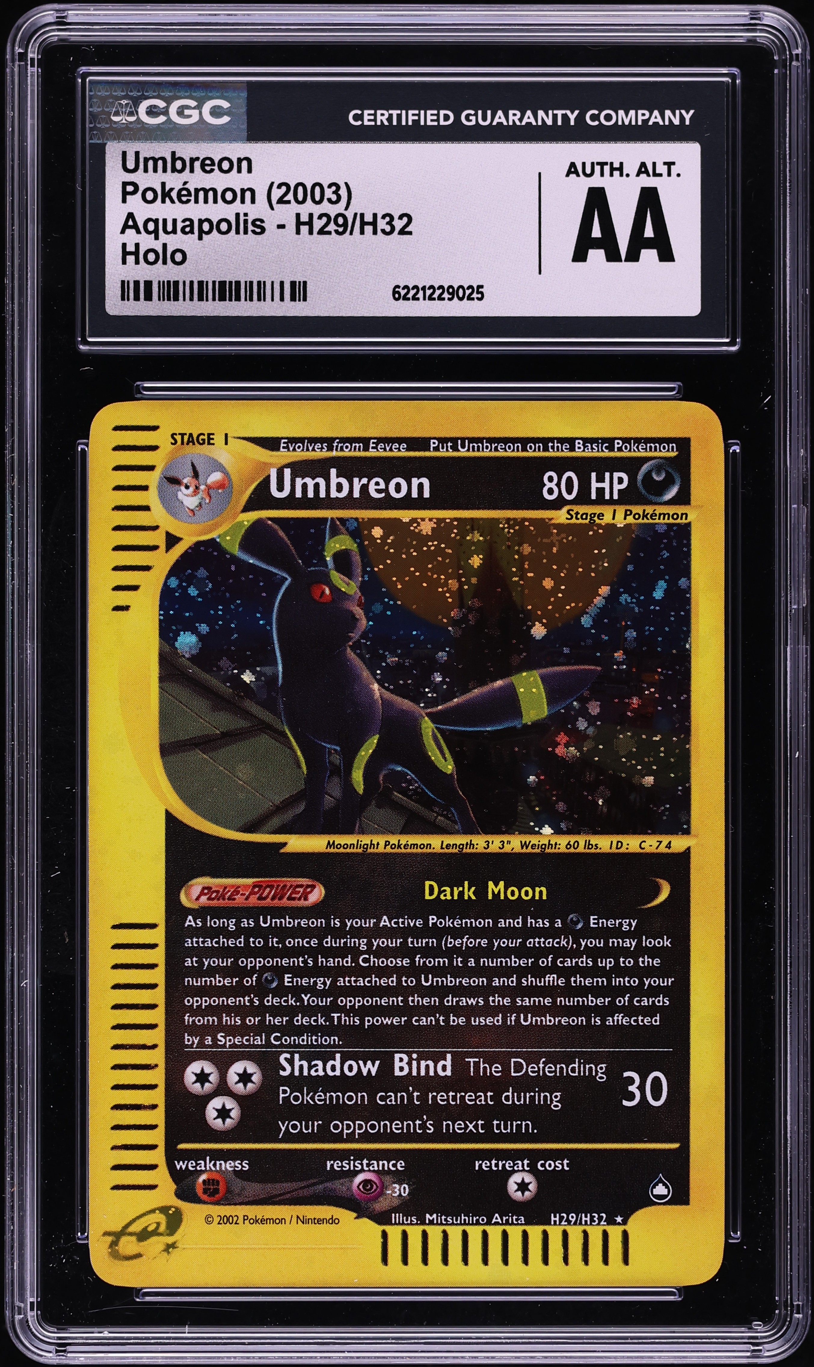 2003 Pokemon Aquapolis Holo Umbreon #H29 CGC ALTERED AUTH