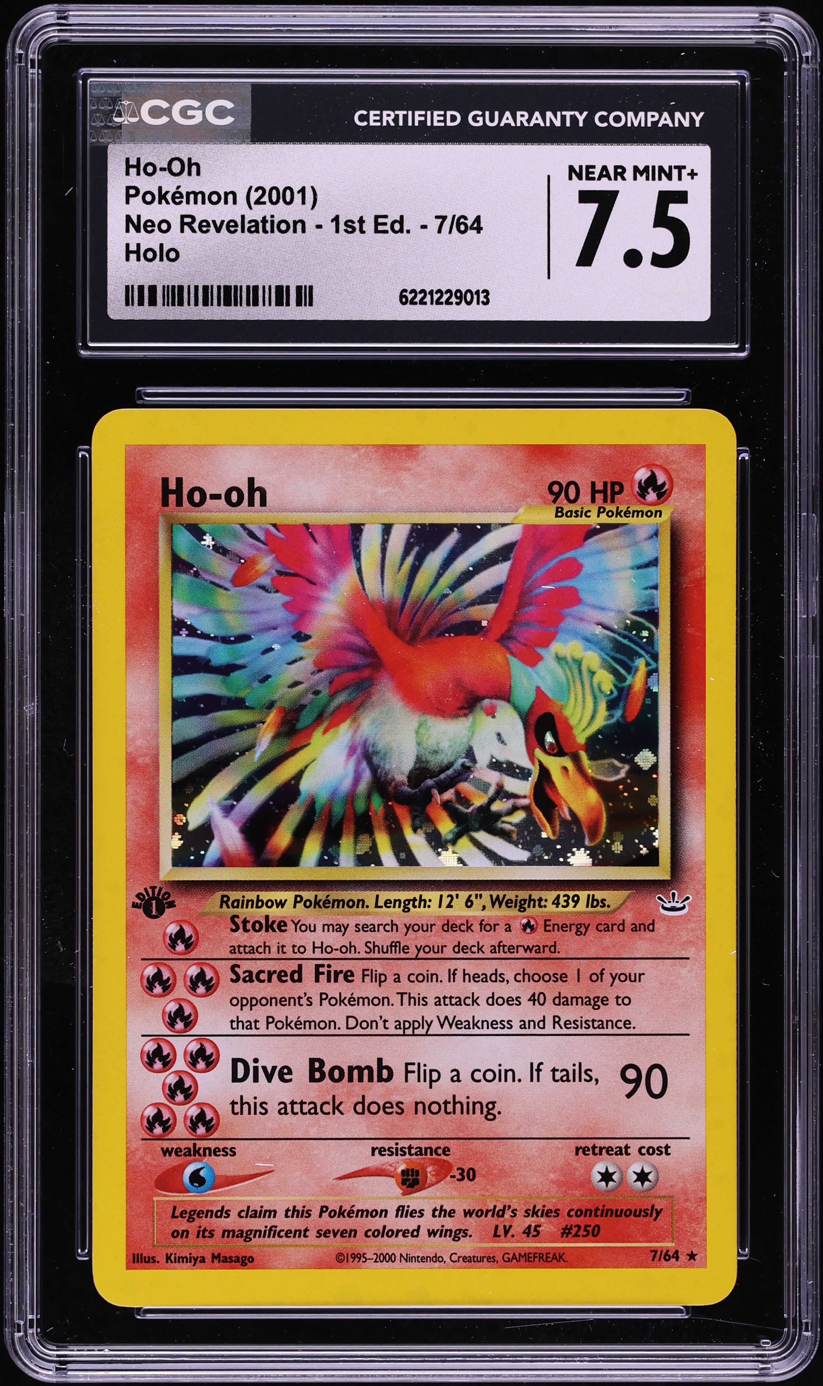 2001 Pokemon Neo Revelation 1st Edition Holo Ho-Oh #7 CGC 7.5 NRMT+