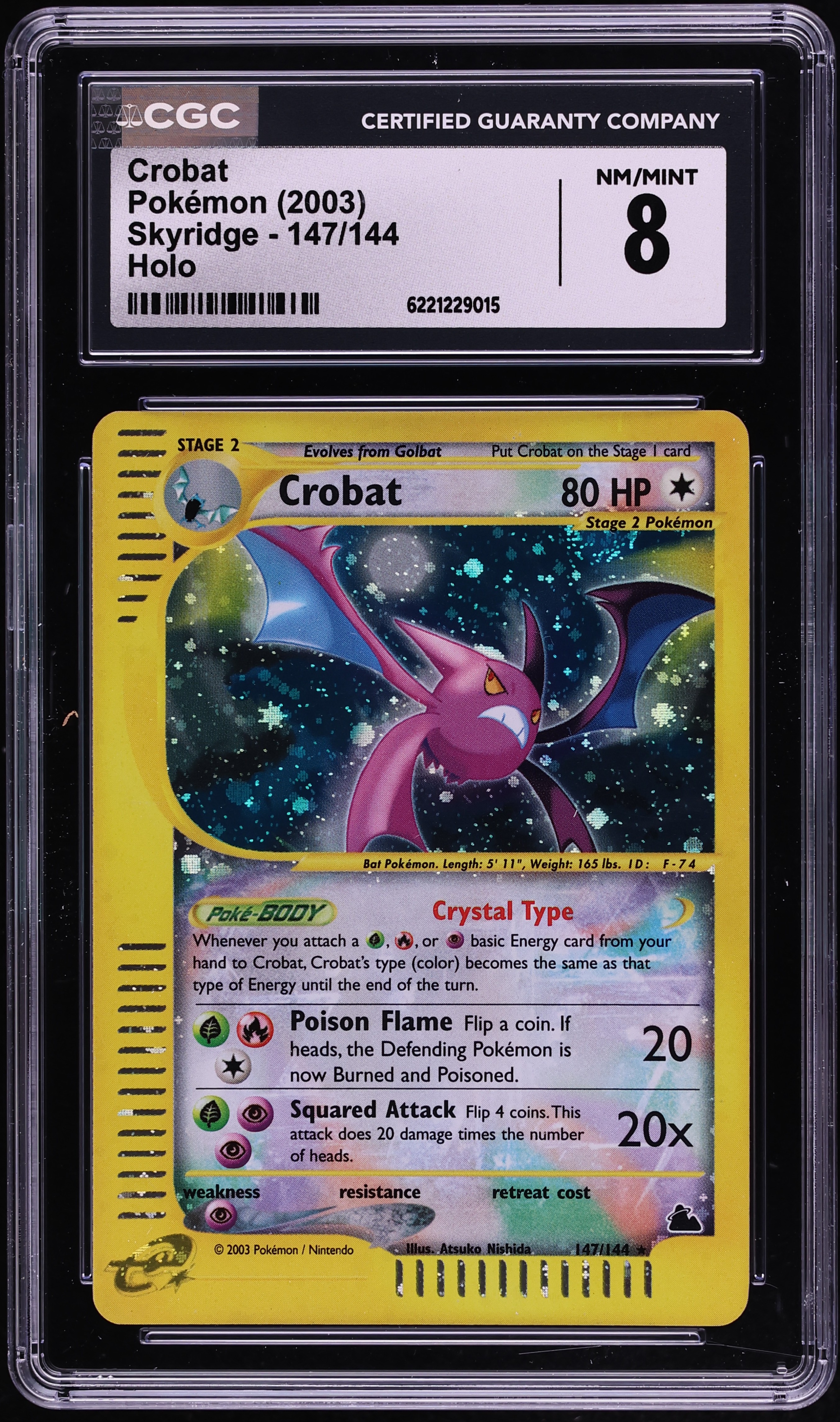 2003 Pokemon Skyridge Holo Crystal Crobat #147 CGC 8 NM-MT