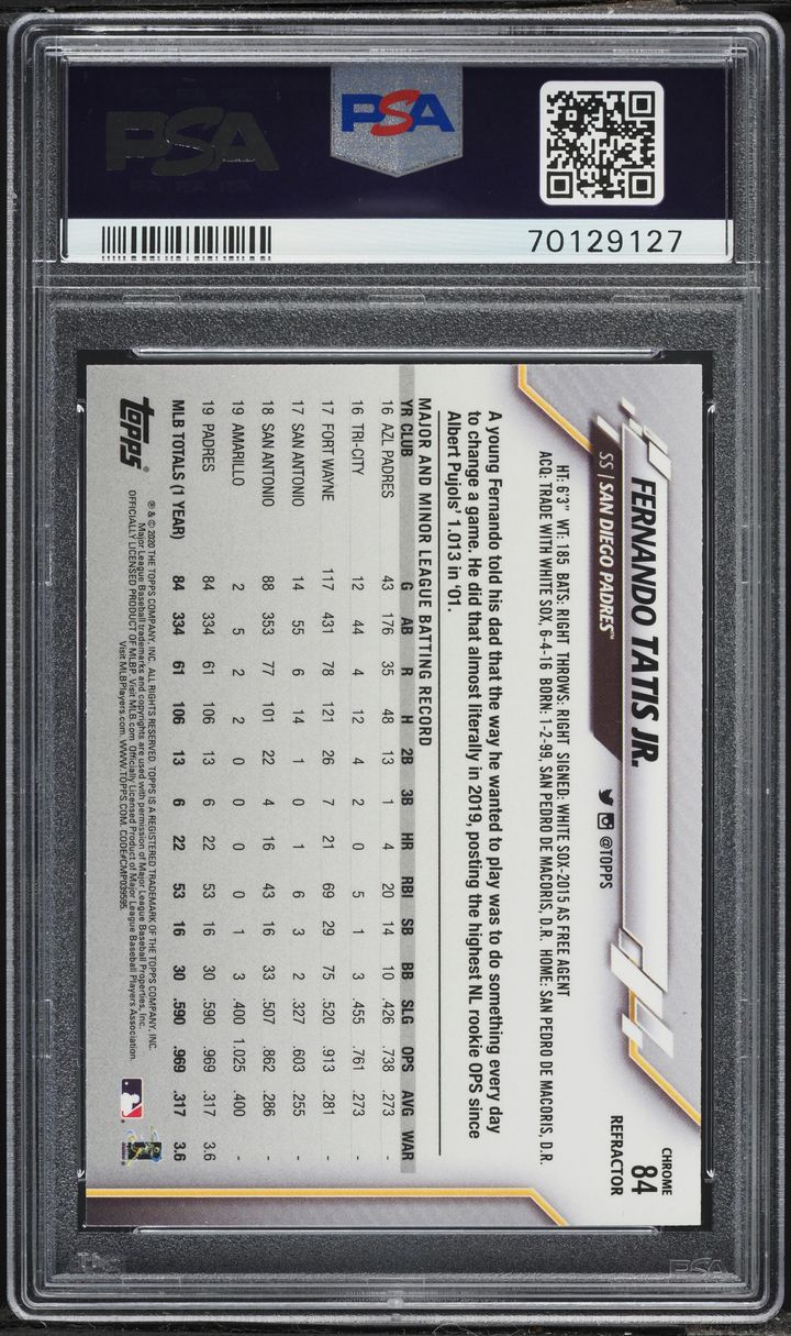 2020 Topps Chrome Refractor Fernando Tatis Jr. #84 PSA 10 GEM MINT
