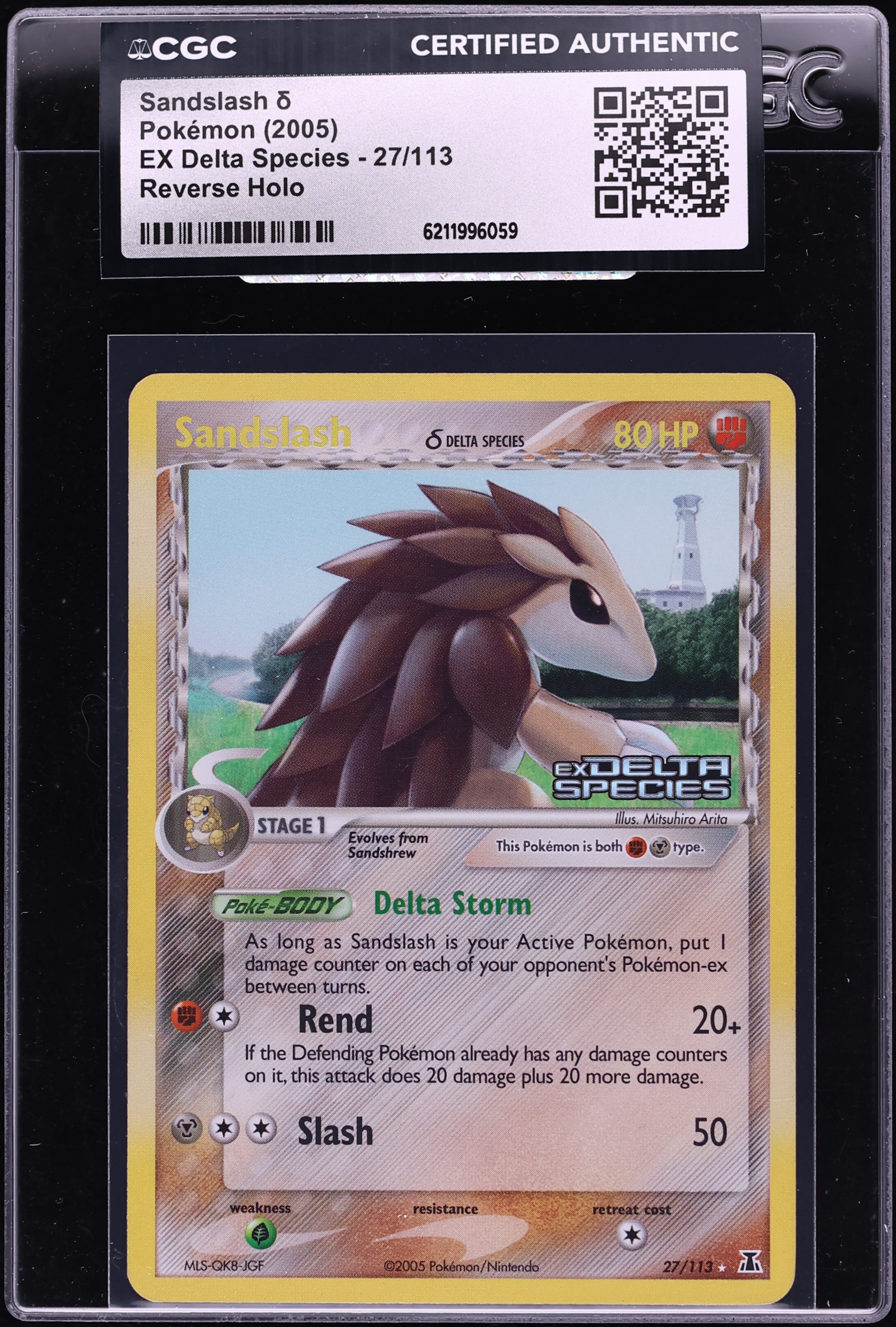 2005 Pokemon EX Delta Species Reverse Holo Sandslash #27 CGC AUTH