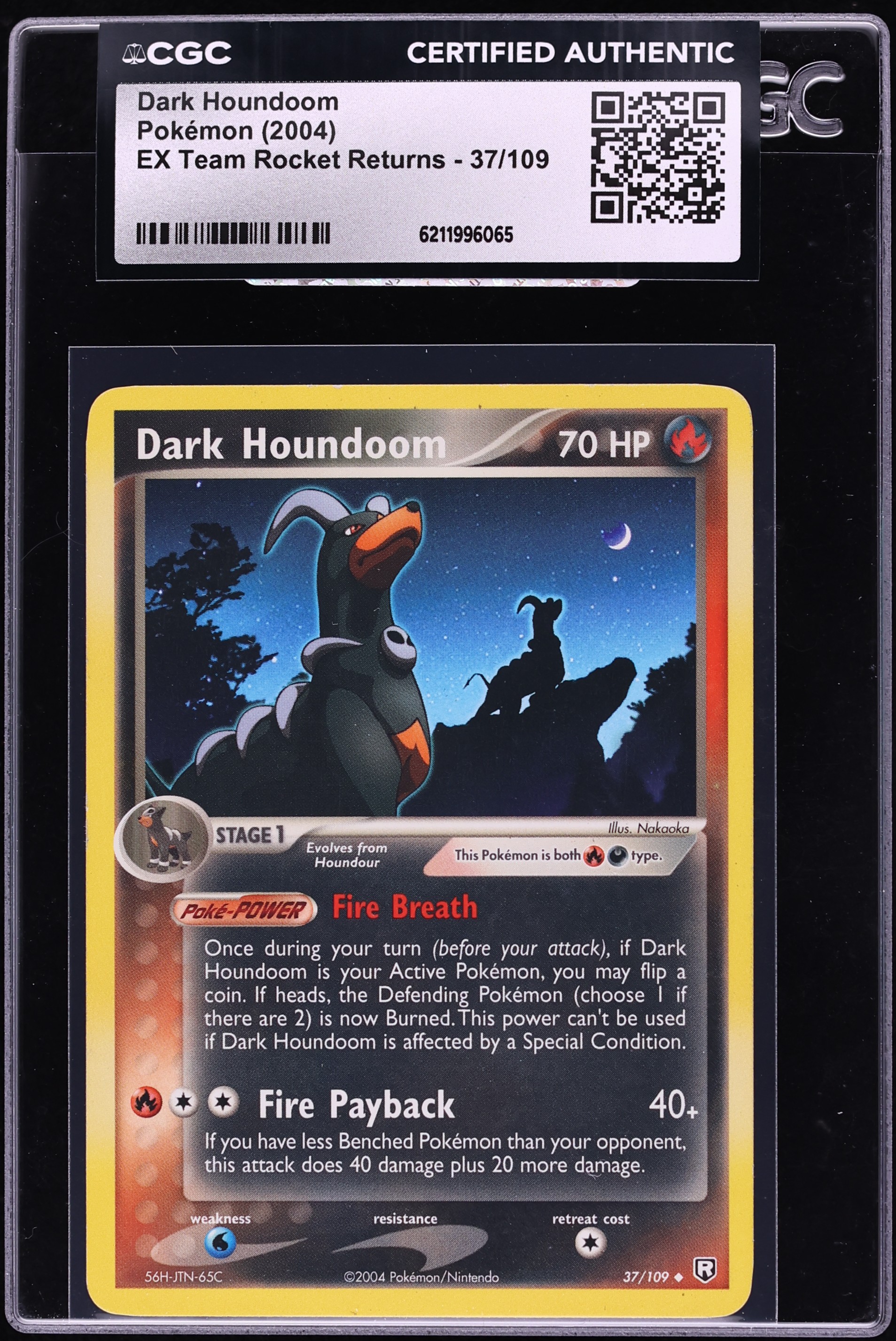 2004 Pokemon EX Team Rocket Returns Dark Houndoom #37 CGC AUTH