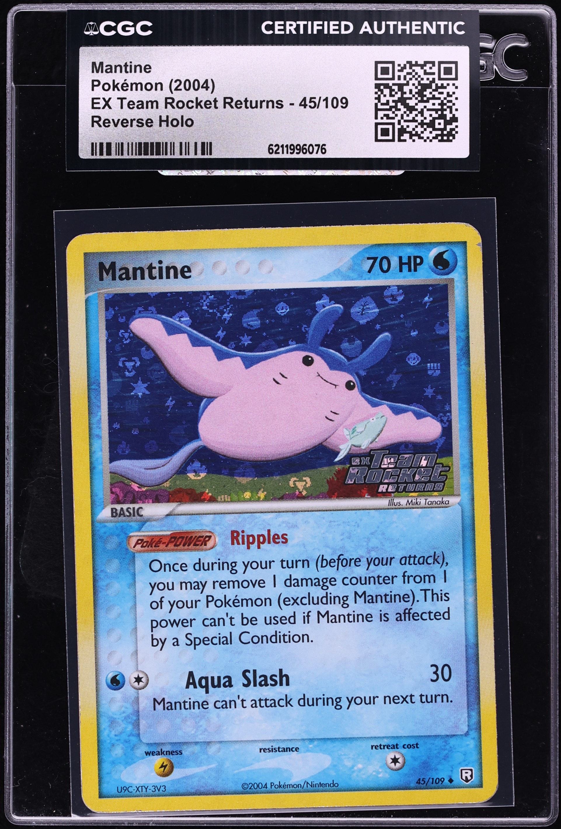 2004 Pokemon EX Team Rocket Returns Reverse Holo Mantine #45 CGC AUTH
