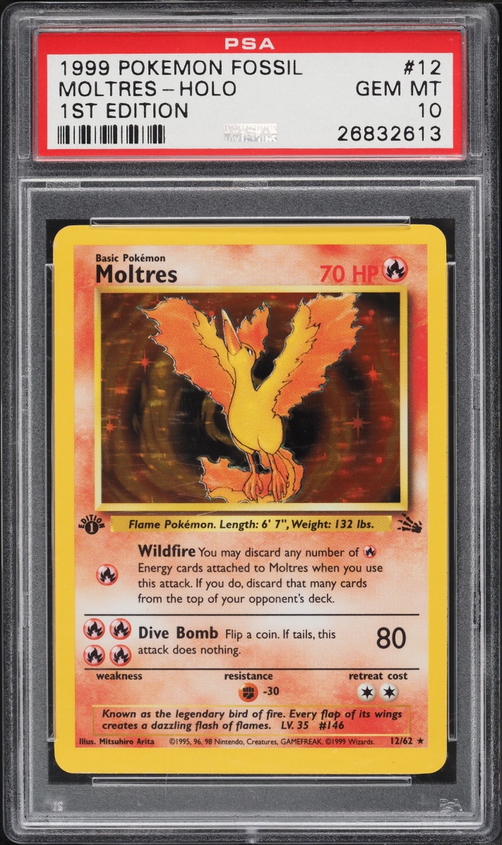1999 Pokemon Fossil 1st Edition Holo Moltres #12 PSA 10 GEM MINT