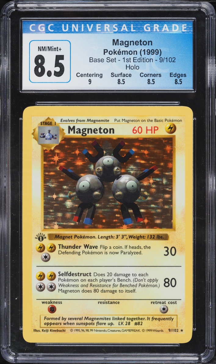 1999 Pokemon Base Set Shadowless 1st Edition Holo Magneton #9 CGC 8.5 NM-MT+