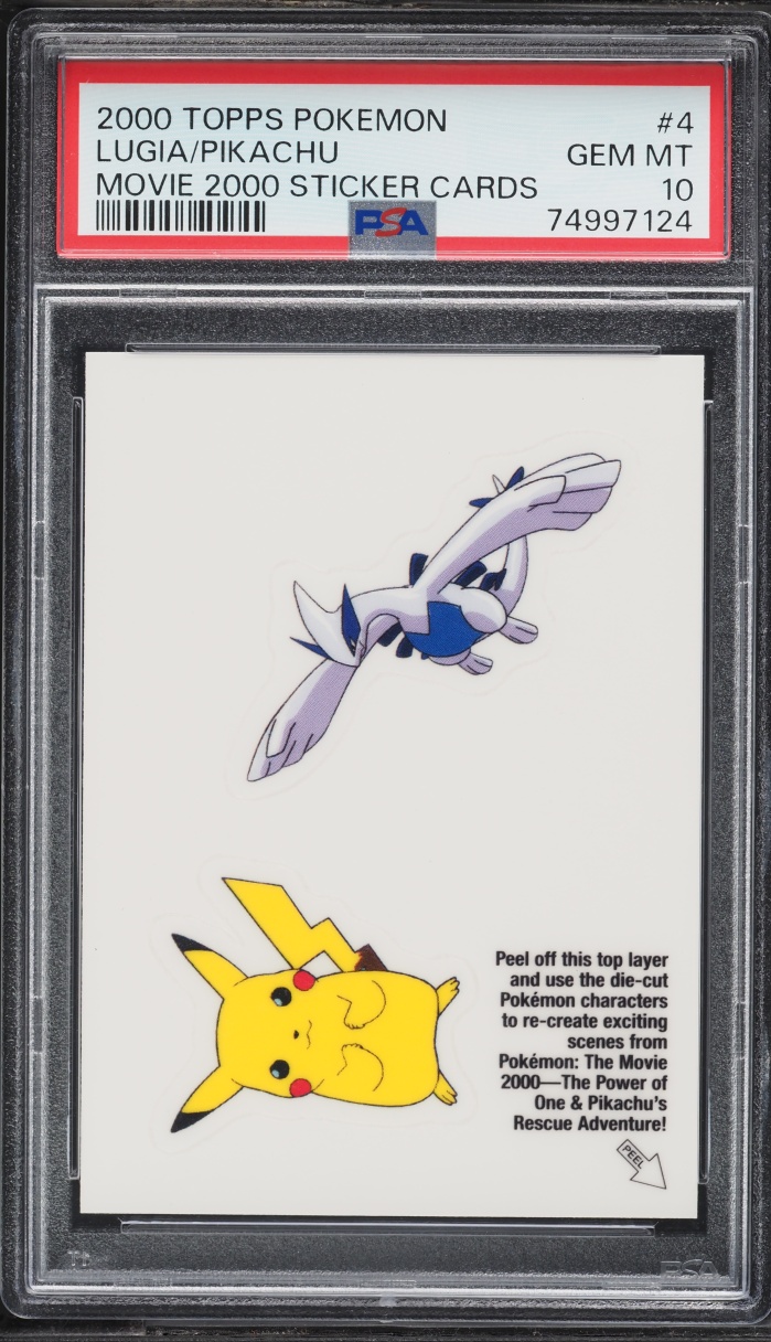 2000 Topps Pokemon The Movie Sticker Cards Lugia And Pikachu #4 PSA 10 GEM MINT