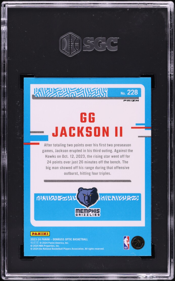 2023 Donruss Optic Green Hyper Prizm GG Jackson II ROOKIE #228 SGC 10 GEM MINT