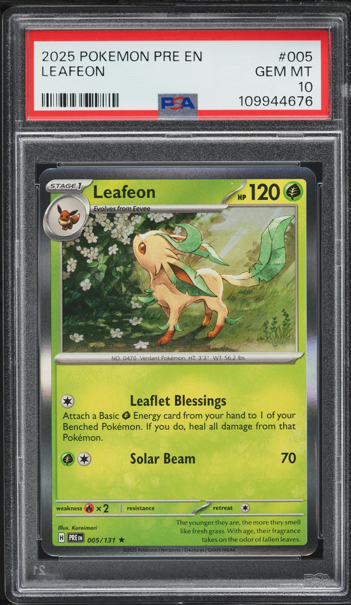 2025 Pokemon Scarlet & Violet Prismatic Evolutions Holo Leafeon #5 PSA 10 GEM