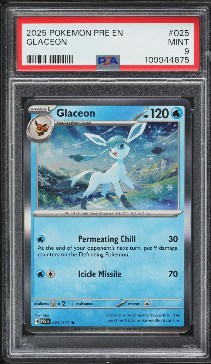 2025 Pokemon Scarlet & Violet Prismatic Evolutions Glaceon #25 PSA 9 MINT
