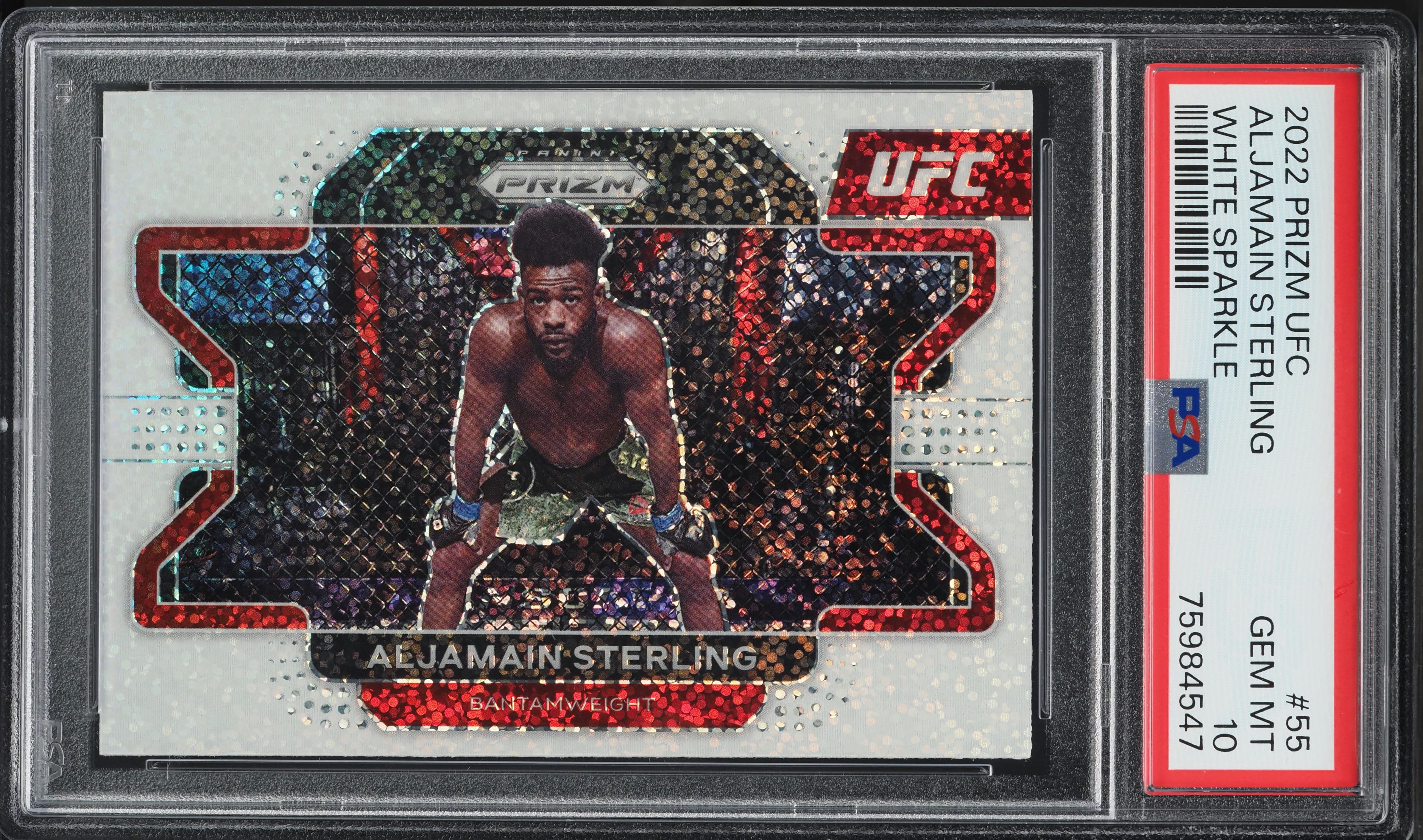 2022 Panini Prizm UFC White Sparkle Aljamain Sterling #55 PSA 10 GEM MINT