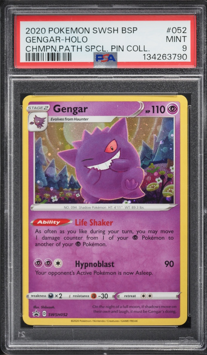 2020 Pokemon Sword & Shield Promo Champion's Path Special Pin Holo Gengar #SWSH052 PSA 9 MINT