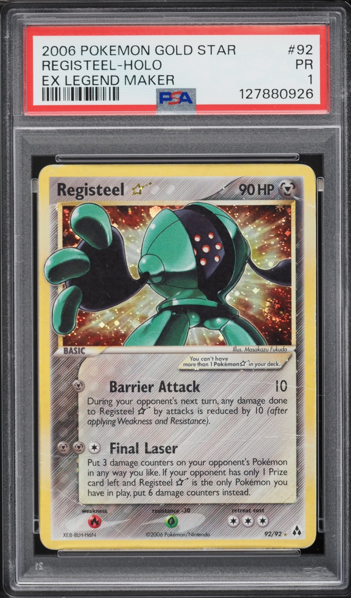 2006 Pokemon EX Legend Maker Holo Registeel Gold Star #92 PSA 1 PR
