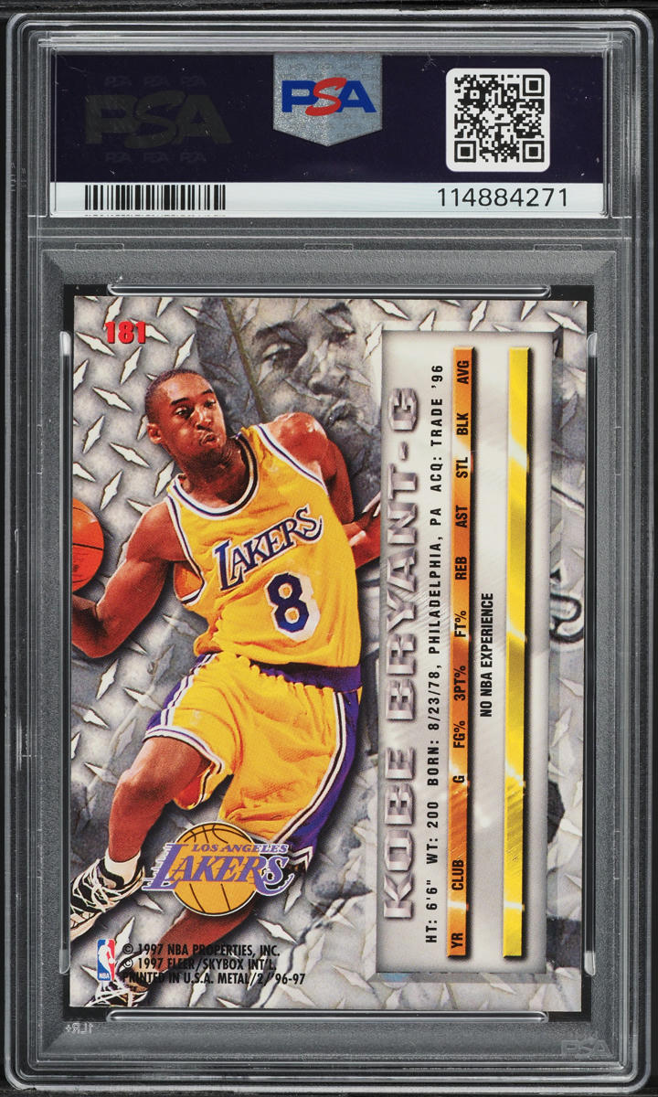 1996 Metal Basketball Kobe Bryant ROOKIE #181 PSA 9 MINT